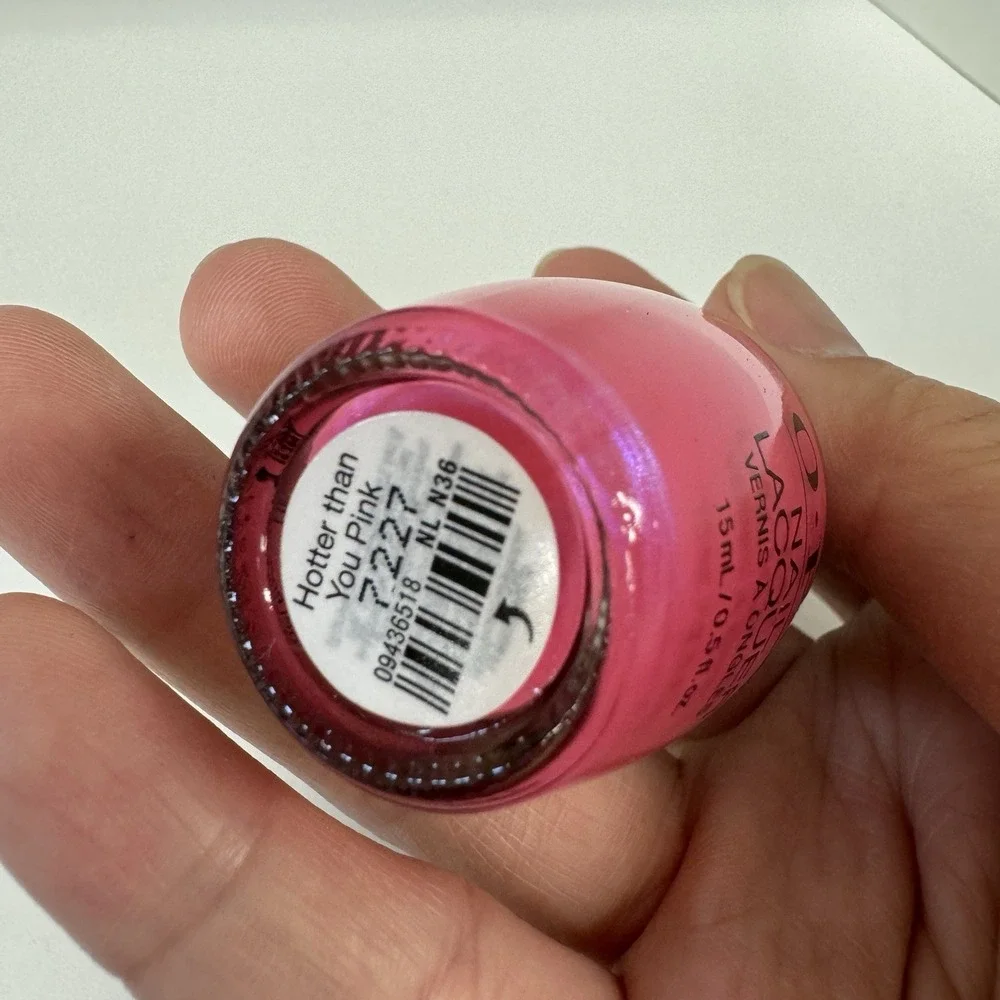 Opi Nail Lacquer Polish NL N36 Hotter Than You Pink Neon Pink Full Size .5 Oz